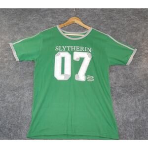 Harry Potter Men's Green T-Shirt Slytherin Quidditch Finder 07 Draco Malfoy Sz L